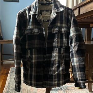 American Eagle Outfitters Men's Plaid Jacket - Black, Gray, and Blue